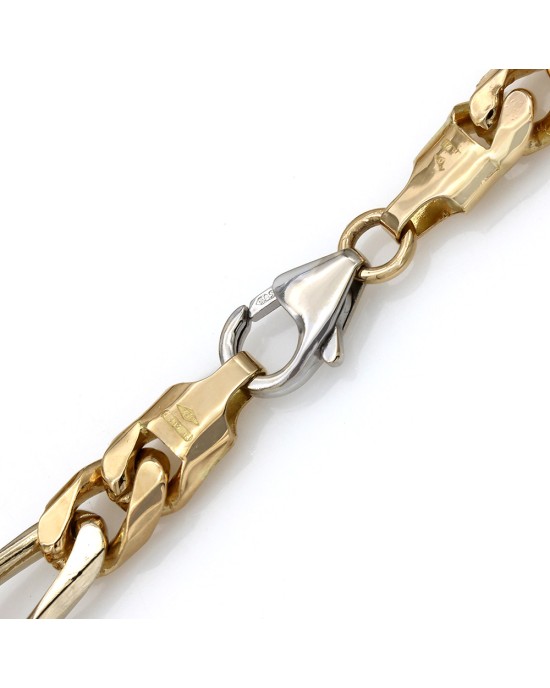 Two Tone Figaro Link Chain Bracelet